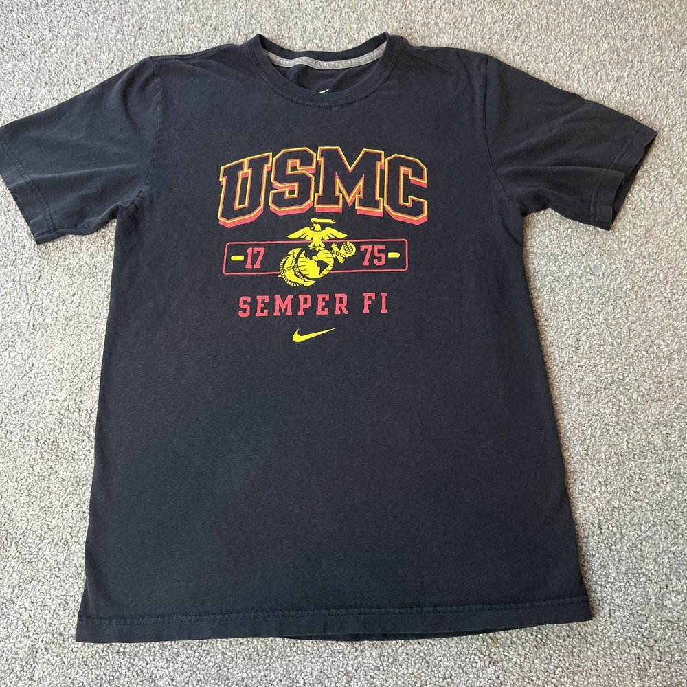 Nike USMC Shirt Mens Small Black Semper Fi‎ 1775 Marines Graphic Tee Military